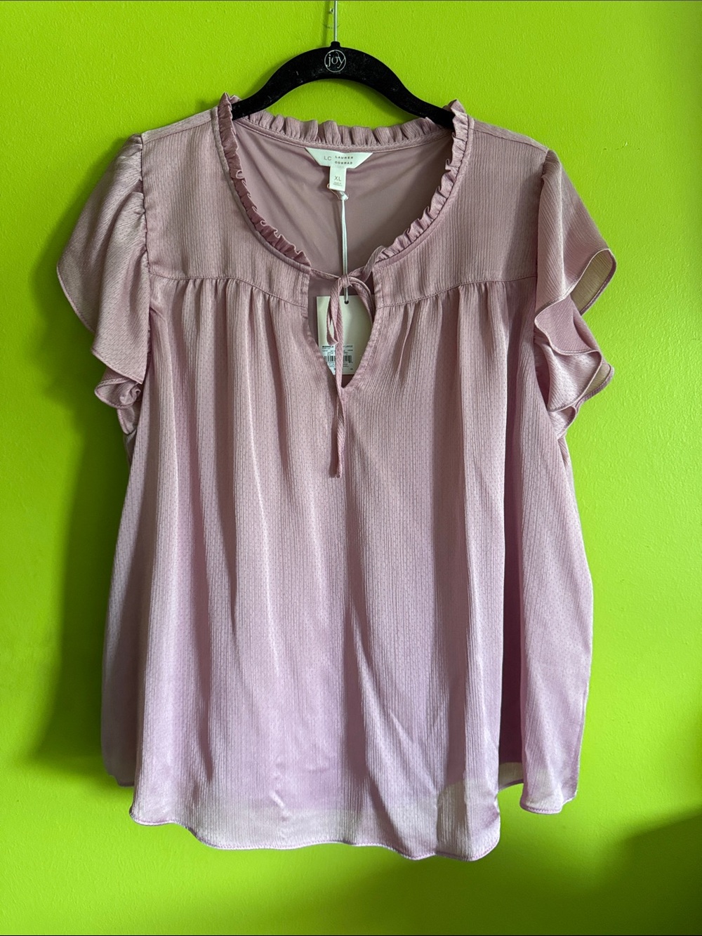 NWT LC Lauren Conrad Mauve Pink Silk Like Polka Dot Blouse Top Shirt Size XL